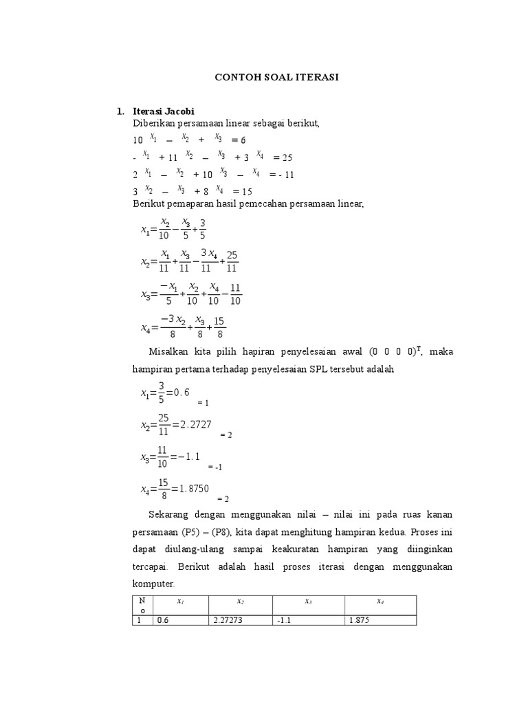 Contoh Soal Dan Jawaban Iterasi Gauss Seidel - Jawaban Buku