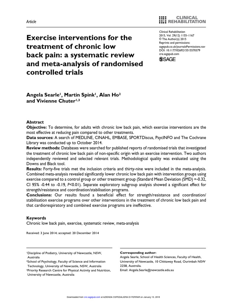 Exercise therapy for low back pain: a systematic review image