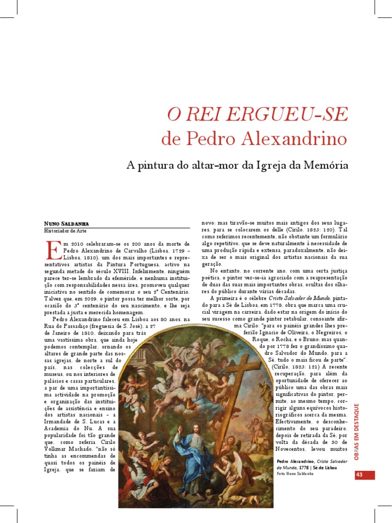 PEDRO ALEXANDRINO DE CARVALHO (1729-1810): CARACTERIZAÇÃO MATERIAL