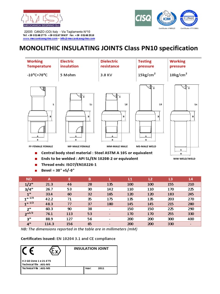 2092 Spec Class Pn10 Eng Tutti en US | PDF | Materials | Mechanical ...