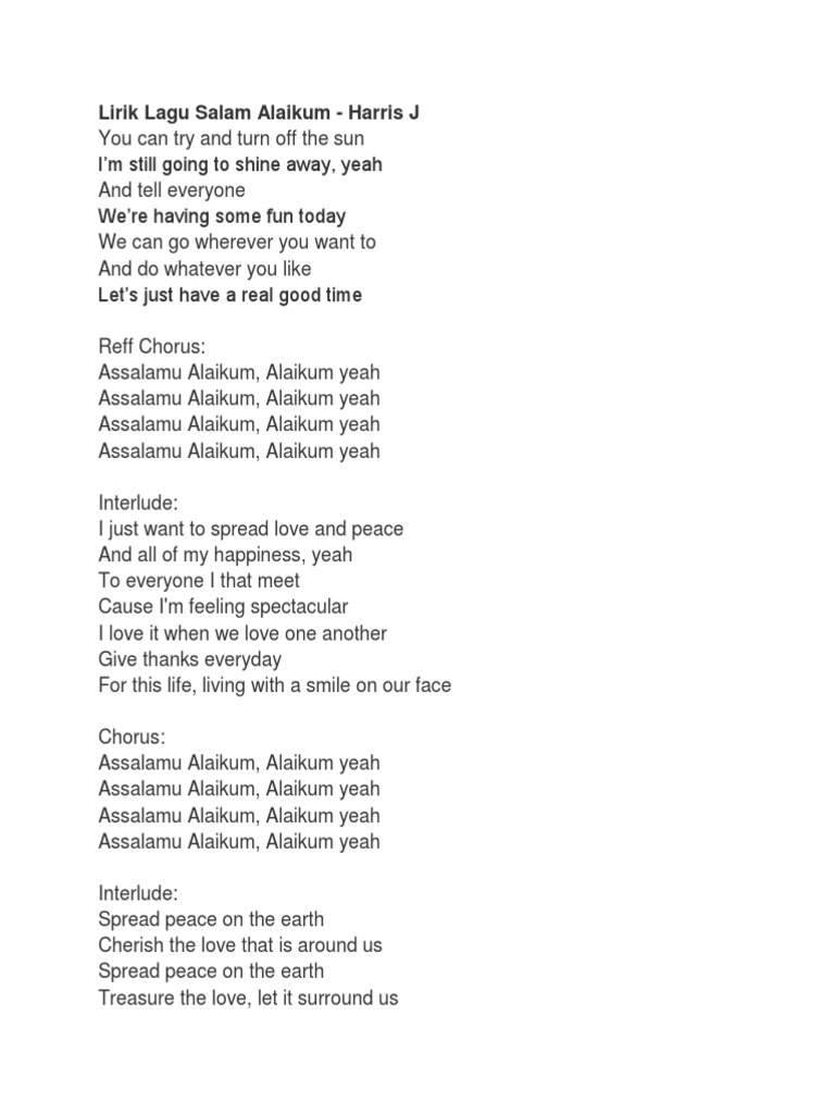 Lirik Lagu Salam Alaikum Pdf