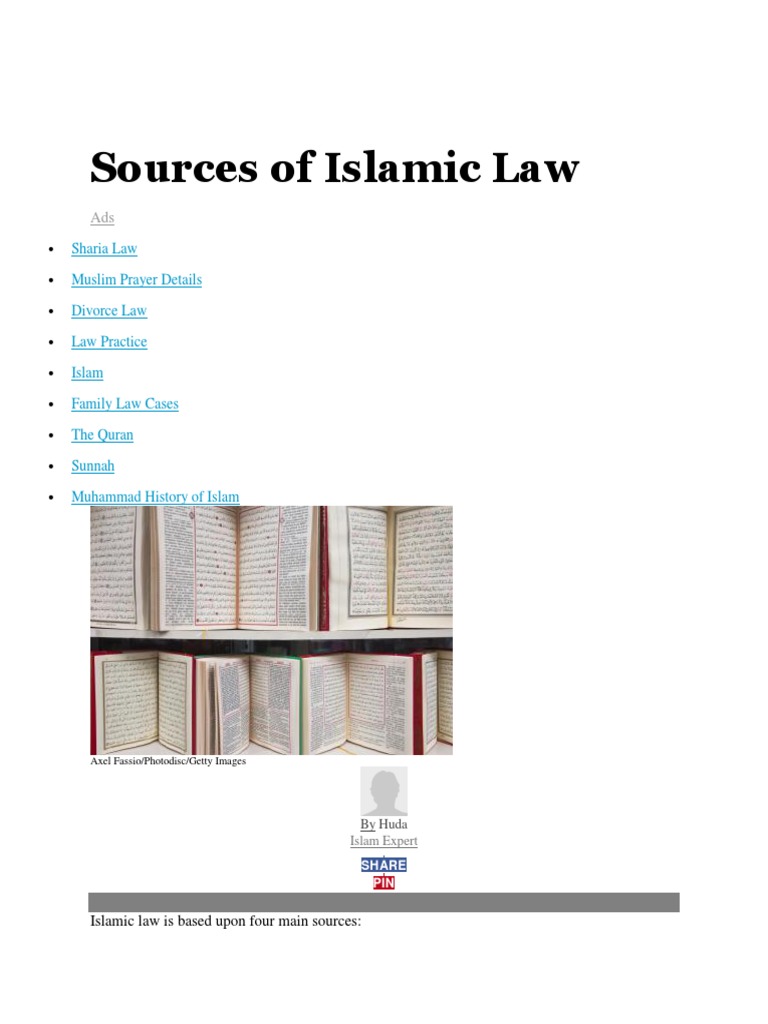 Sources of Islamic Law PDF Muhammad Quran