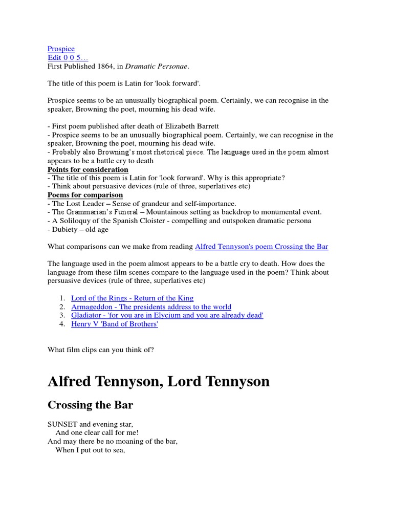 Prospice Docx Robert Browning Poetry prospice docx robert browning poetry