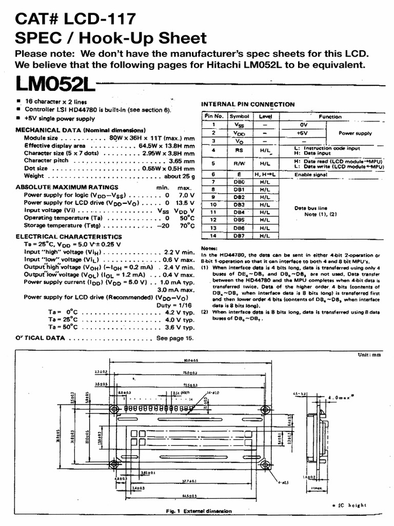 LCD Lm071l Hitachi | PDF