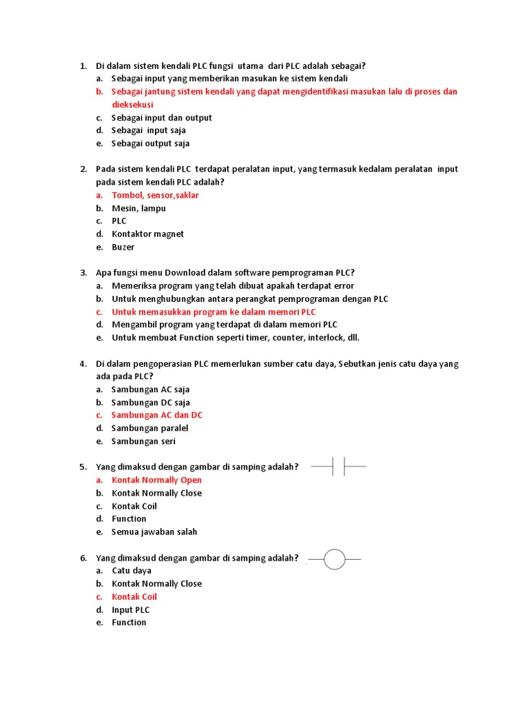 Soal Plc Pilgan Dan Jawabannya