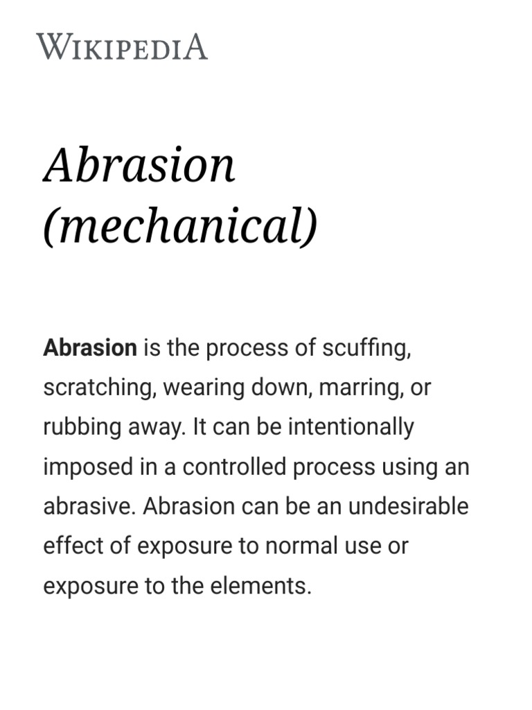 Abrasion (Mechanical) Wear Materials Science