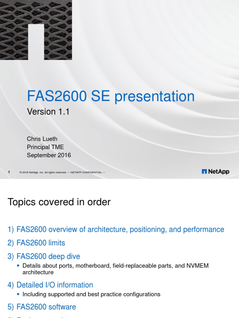 FAS2600 SE Presentation v1.1 PDF Booting Solid State Drive