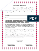 Acta de Matrimonio de Broma para Imprimir