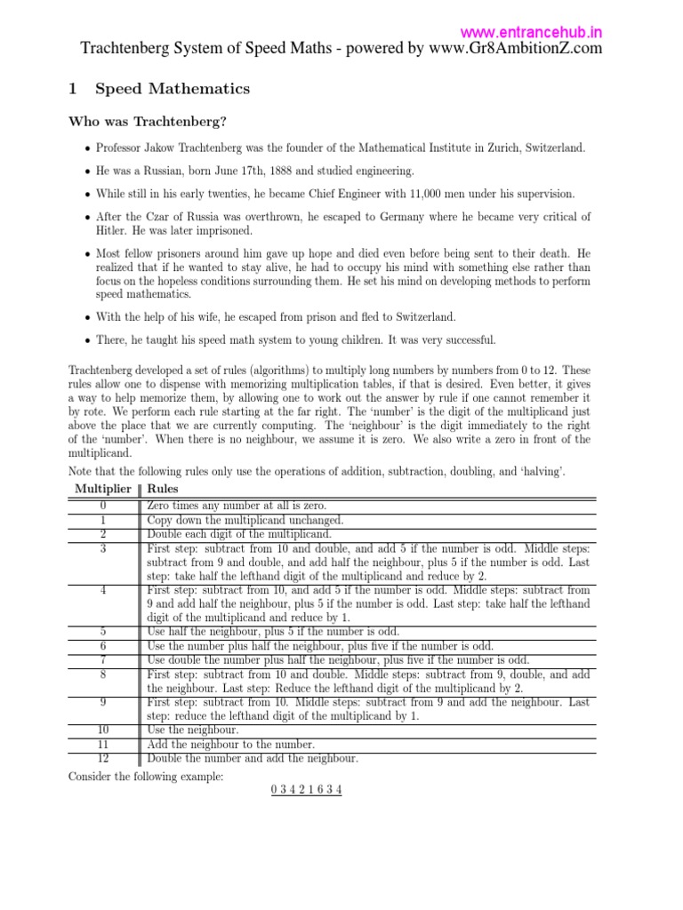 Speed Maths Techniqiues In Multiplication Pdf Multiplication