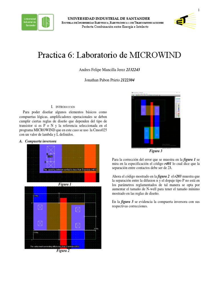 Diseño de Compuertas Lógicas en MICROWIND | PDF | Puerta lógica ...