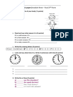 Test Paper (Module Three - Four) 5: Name Five Parts of Your Body (5 Points)