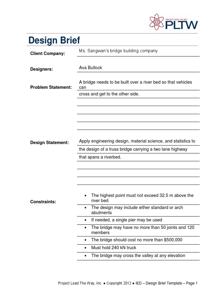 design brief bridge