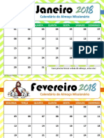 Calendário - Almoço Missionário 2018