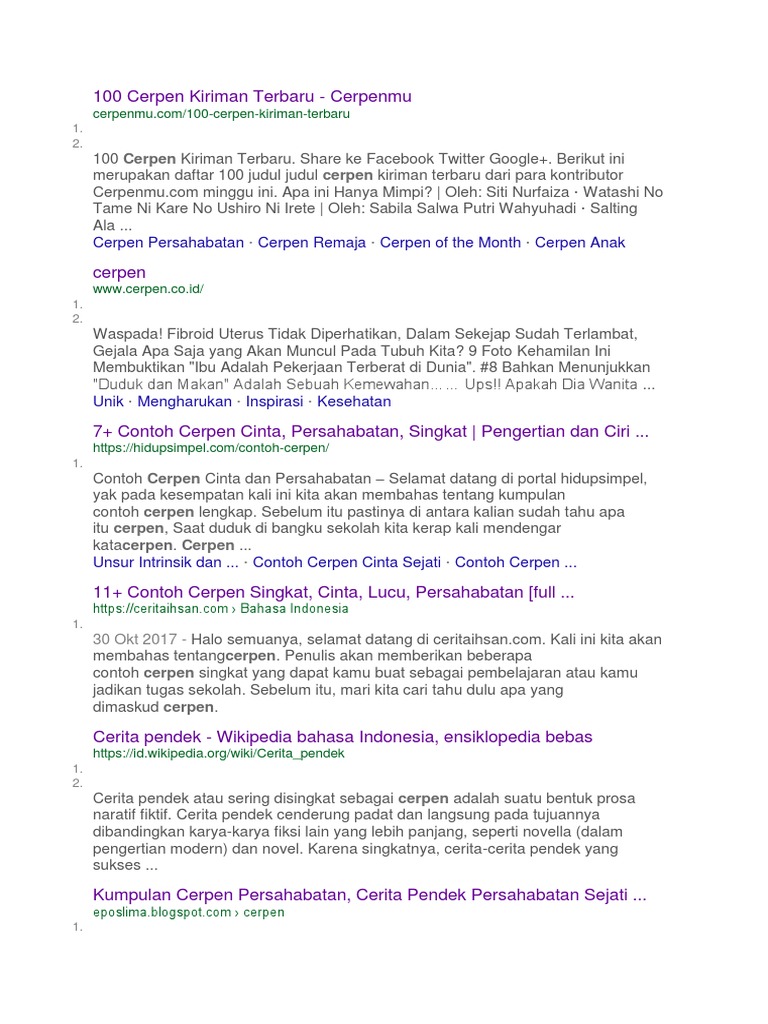 100 Cerpen Kiriman Terbaru Pdf