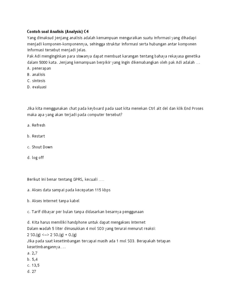 Contoh Soal Analisis