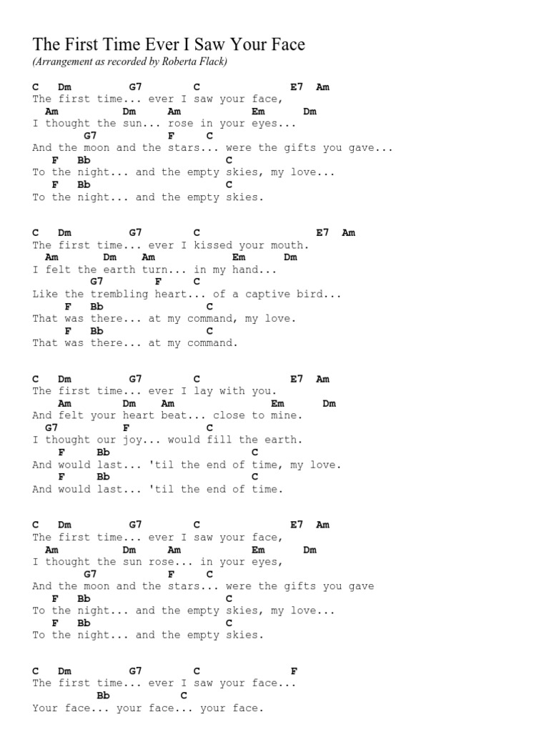 First Time Ever I Saw Your Face Lyrics | PDF