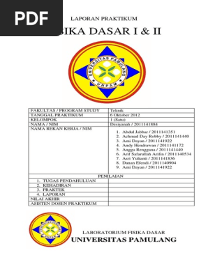 Contoh Laporan Praktikum Fisika Dasar 1 Unpam Kumpulan Contoh Laporan
