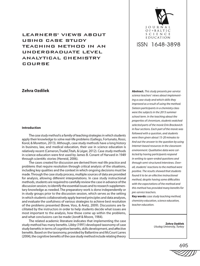 Learners' Views About Using Case Study Teaching Method in An