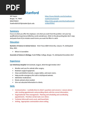 madison stanford resume