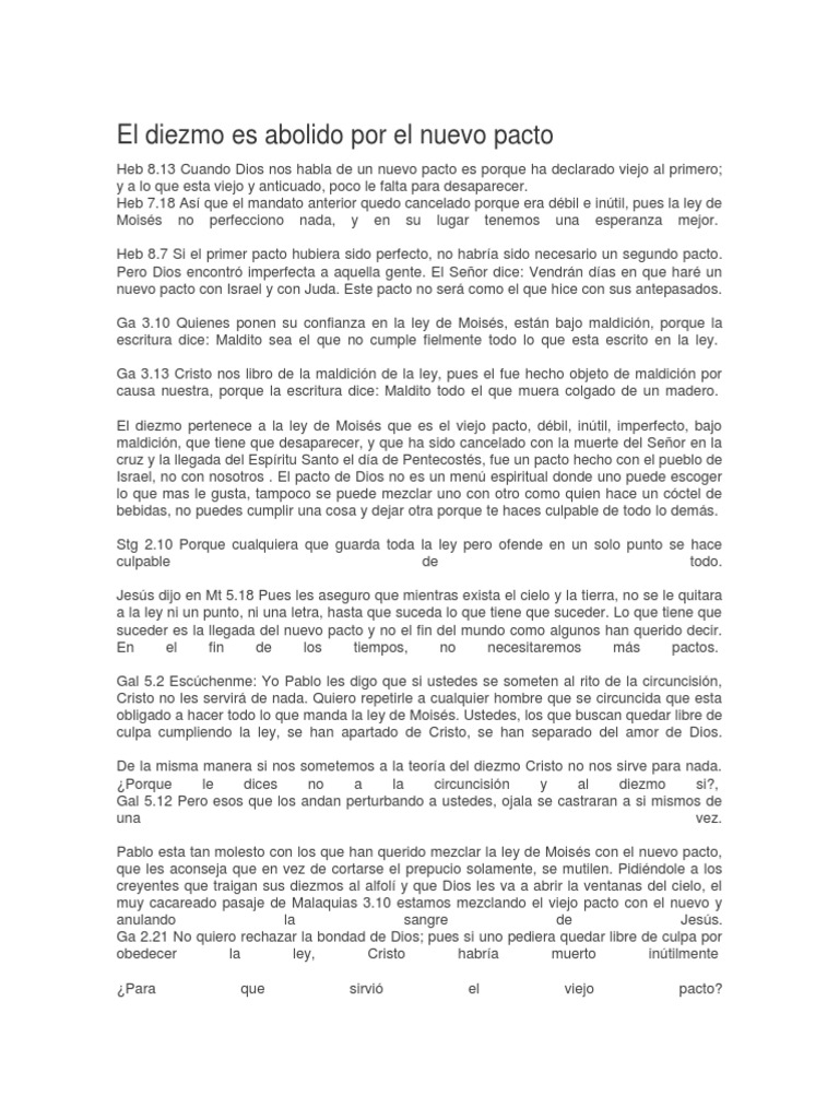 El Diezmo y el Nuevo Pacto | PDF | Sacerdote | Cristo (título)