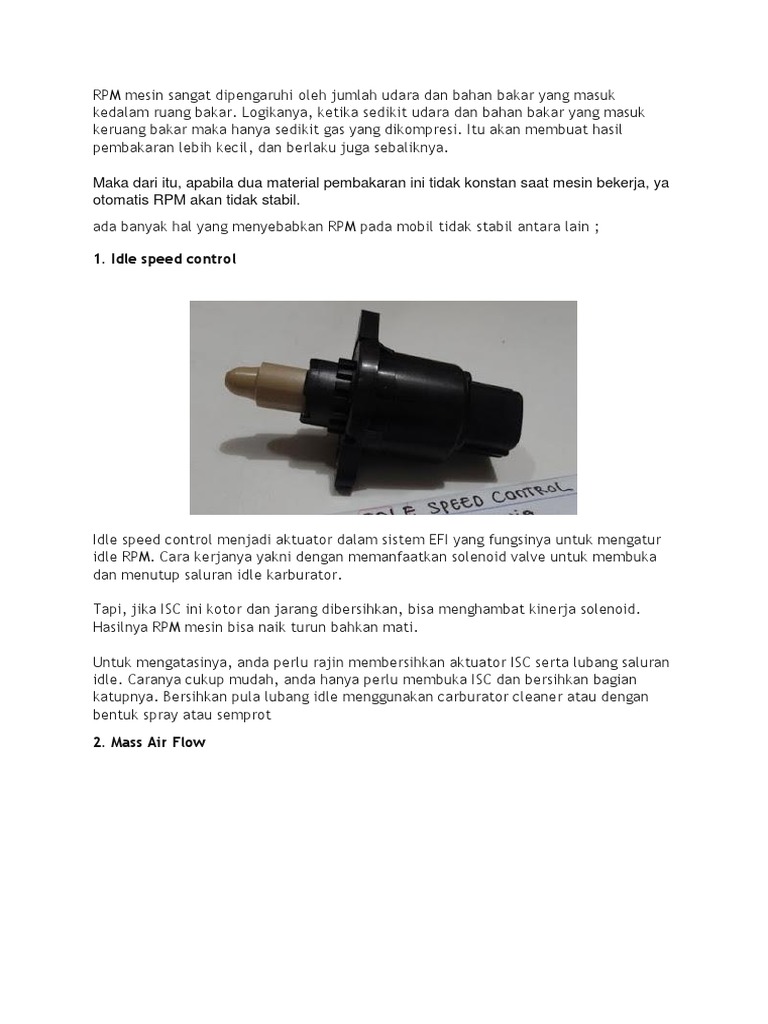 Penyebab RPM Mobil Tidak Stabil | PDF | Komputer | Teknologi & Rekayasa