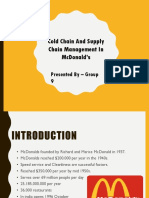 Cold Chain and Supply Chain Management in Mcdonald'S: Presented by - Group 9
