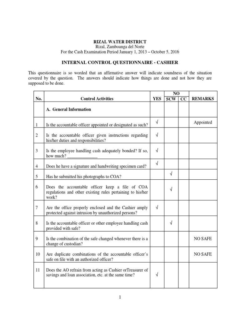 Annex F-ICQ (Cashier) Draft, PDF, Cheque