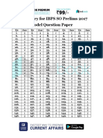 Answer Key for IBPS SO Prelims 2017 Based on New Pattern