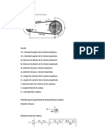 Fórmulas geométricas y cinemáticas para transmisión por cadena