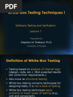 White-Box Testing Techniques I: Software Testing and Verification