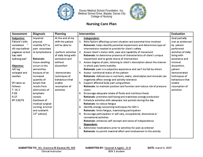 NCP Lymphedema PDF Nursing Pain