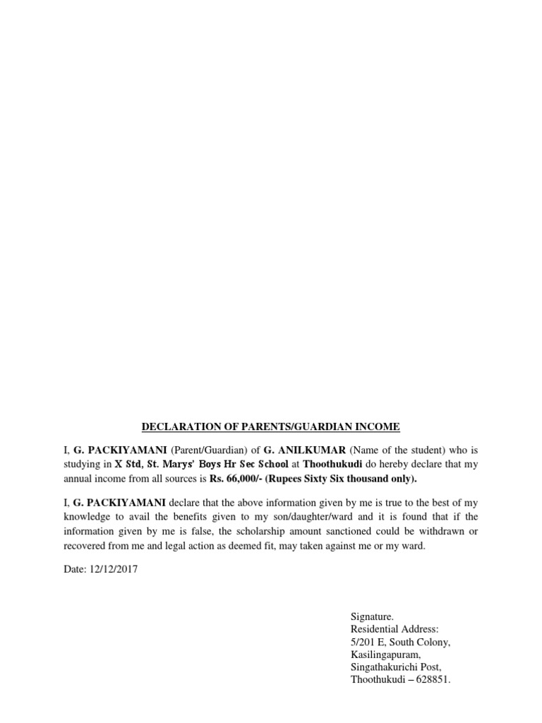 Declaration of Parents | PDF