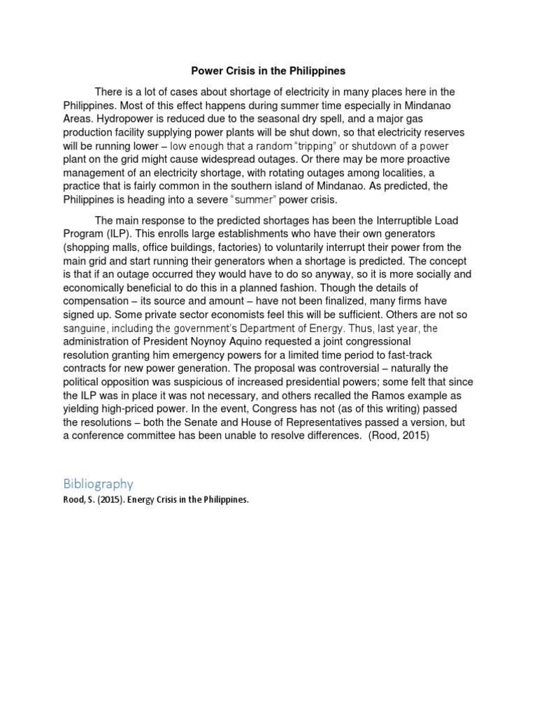 Power Crisis in The Philippines | PDF | Electrical Grid | Philippines