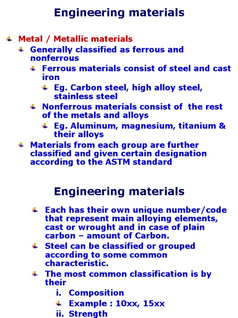 Engineering Materials Overview | PDF | Steel | Strength Of Materials