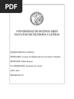 Romero Lecturas de Madame Bovary de Gustave Flaubert Seminario de Verano 2018