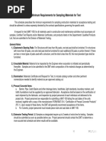 Schedule of Minimum Requirements For Sampling Materials For Test