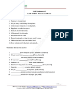 CBSE Worksheet-15 CLASS - IV EVS - Animals and Plants