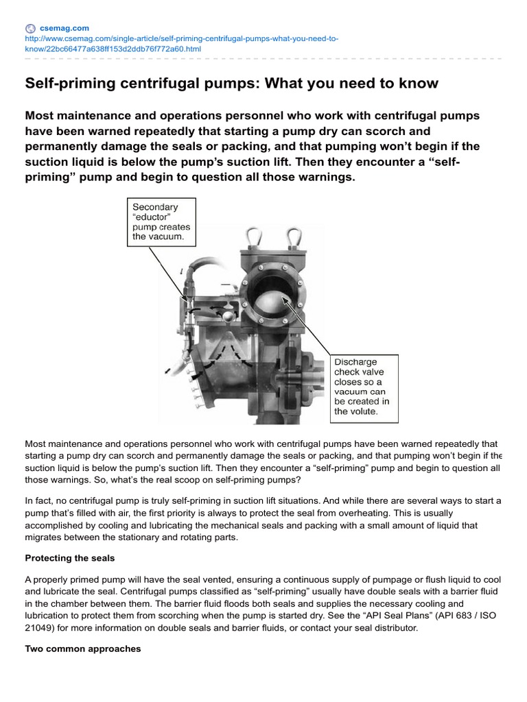 SelfPriming Centrifugal Pumps What You Need To Know PDF PDF Pump