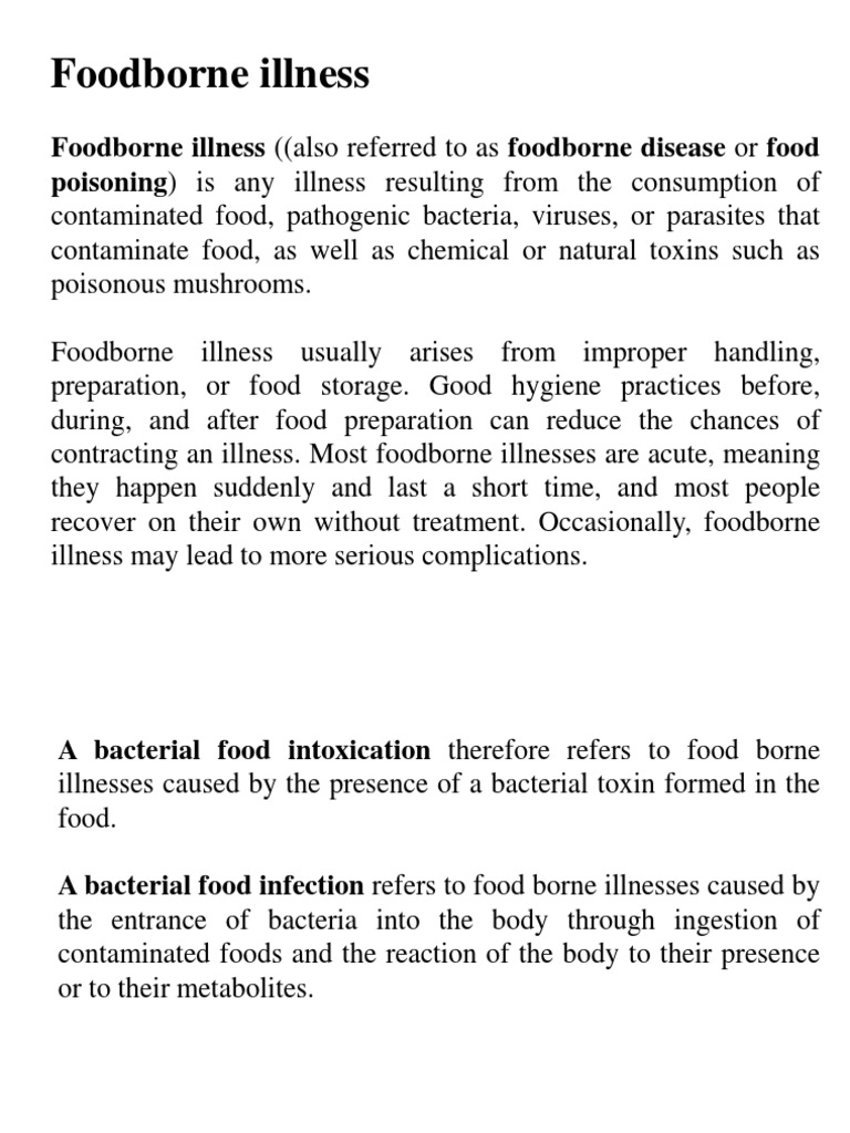 1 Revised Food Borne Illness Lecture 1 | PDF | Foodborne Illness | Food ...