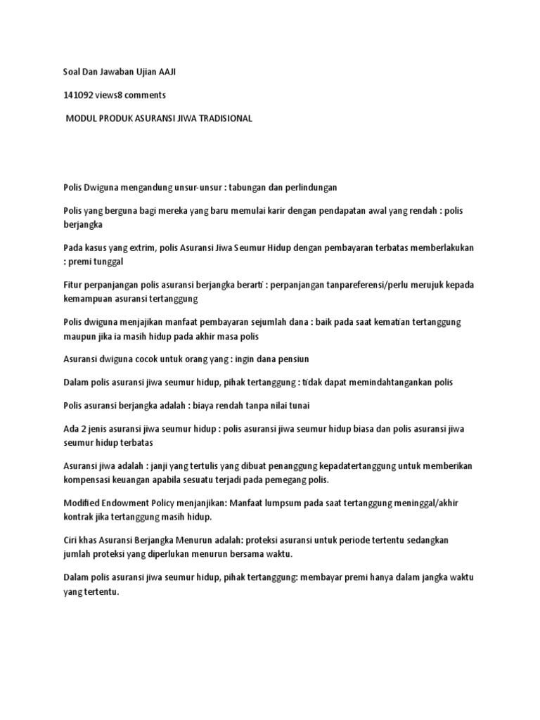 Soal Dan Jawaban Ujian Aaji