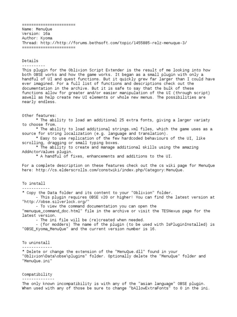MenuQue Readme | PDF | Software Bug | Computer File