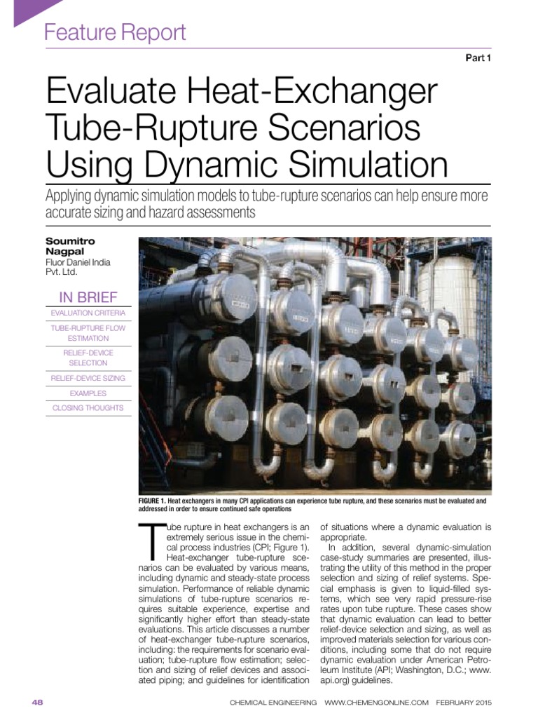 Evaluate Heat Exchanger Tube Rupture Scenarios Using Dynamic Simulation ...