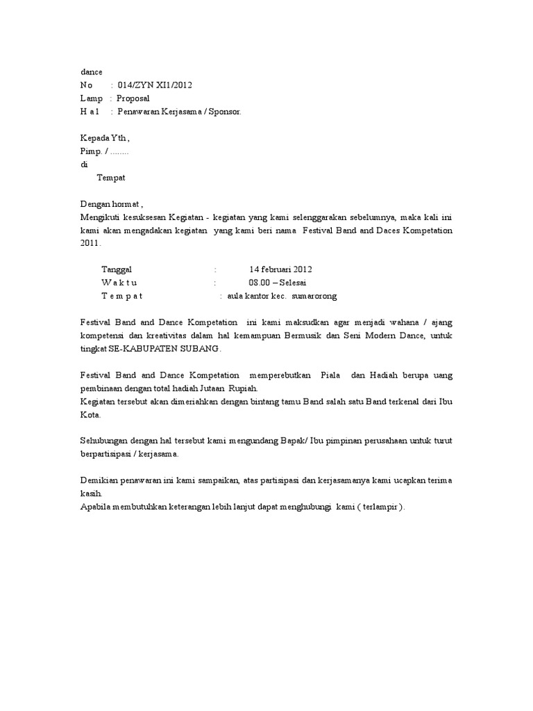 Contoh Proposal Zumba