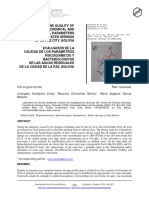 Water Assessment LaPaz - RTP. ASSESSMENT OF THE QUALITY OF PHYSICOCHEMICAL AND BACTERIOLOGICAL PARAMETERS OF WATER SPRINGS OF LA PAZ CITY, BOLIVIA