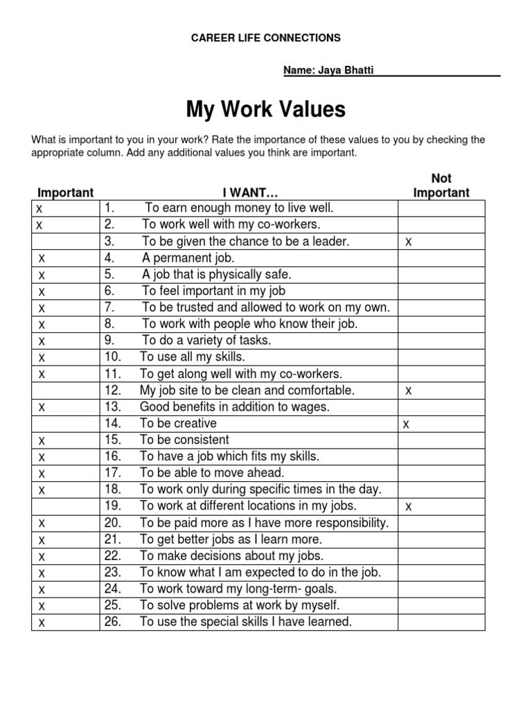 Work Values Assessment for Career Planning | PDF | Economies | Behavior ...