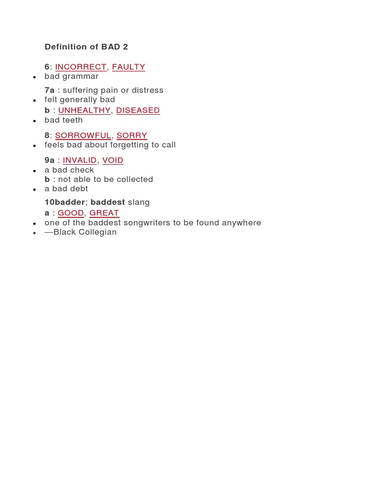 Definition of BAD 2 PDF