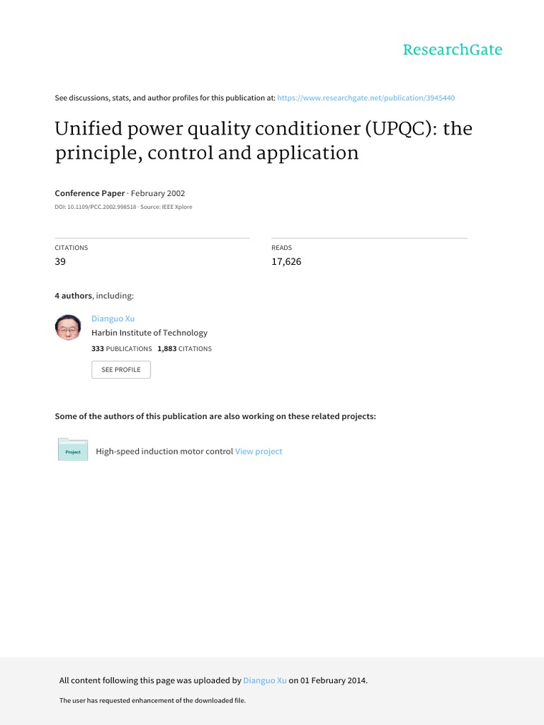 Unified Power Quality Conditioner UPC The Princip | PDF | Power ...