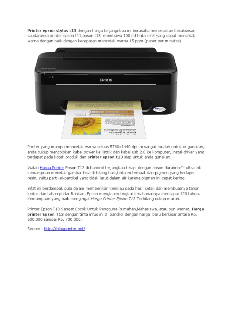 Epson T13 Printer Driver