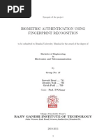 Biometric Authentication Using Fingerprint Recognition: Rajiv Gandhi Institute of Technology