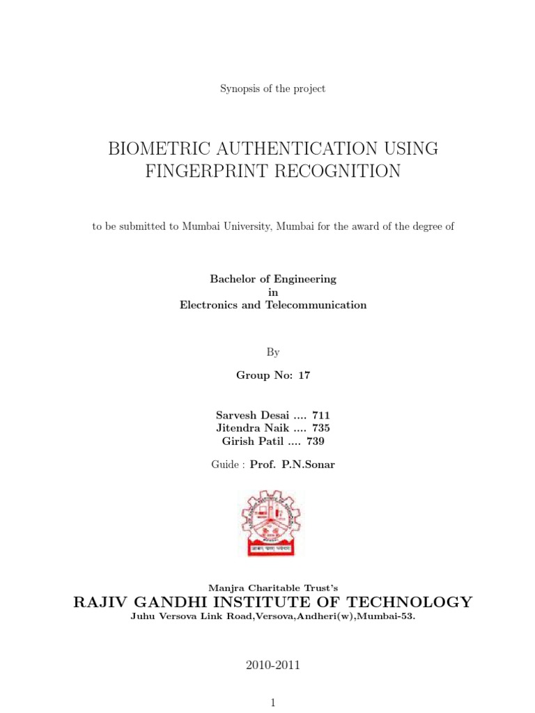 Biometric Fingerprint Authentication System | PDF | Fingerprint ...